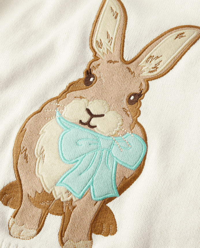 Girls Embroidered Bunny Sweater - Spring Celebrations
