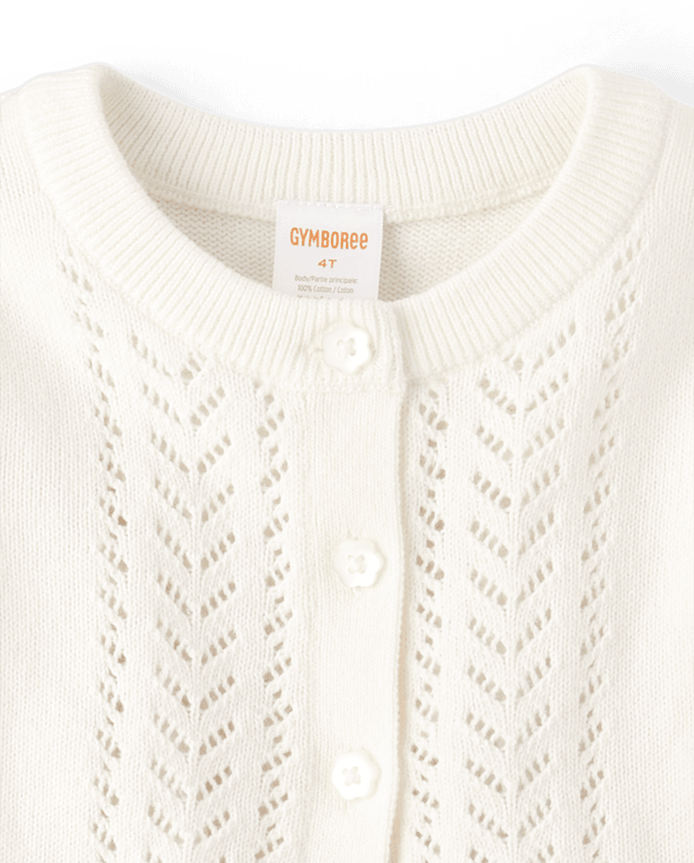 Girls Pointelle Cardigan - Little Essentials