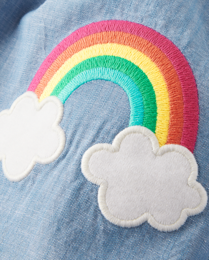 Girls Embroidered Rainbow Flutter Dress - Little Essentials