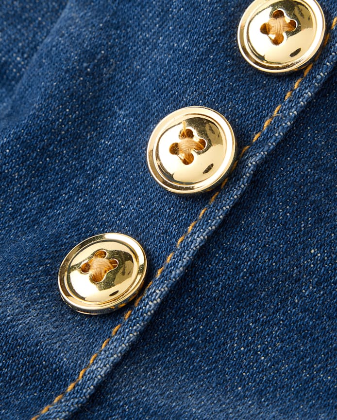 Girls Button High Rise Wide Leg Jeans - Little Essentials