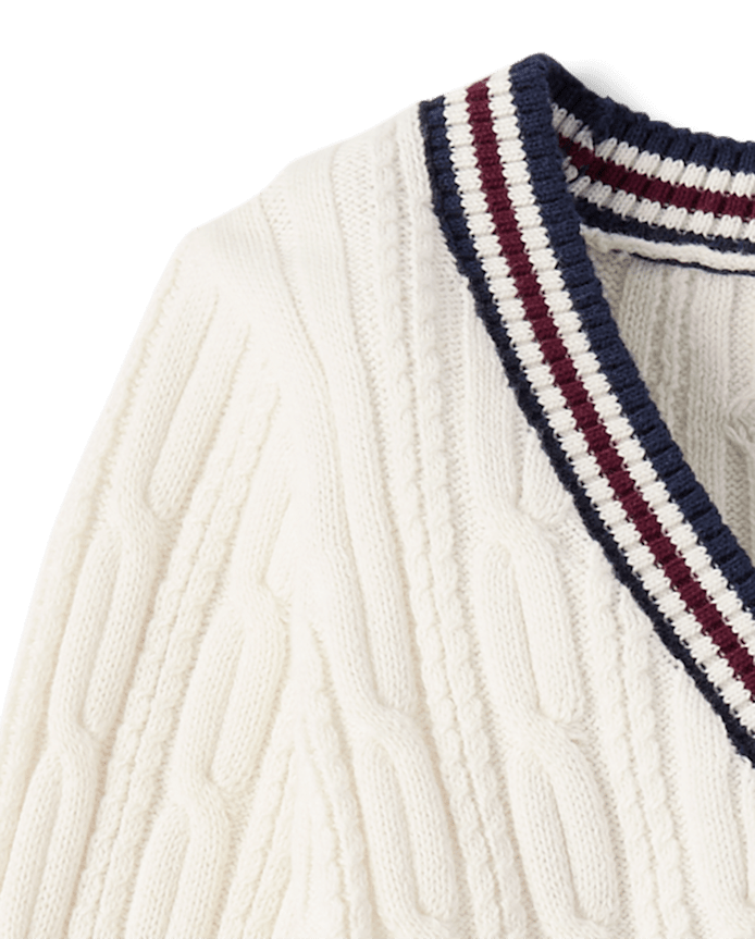 Girls Cable Knit Bow Cardigan - Campus Cuties
