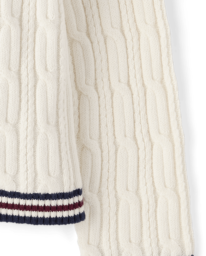 Girls Cable Knit Bow Cardigan - Campus Cuties
