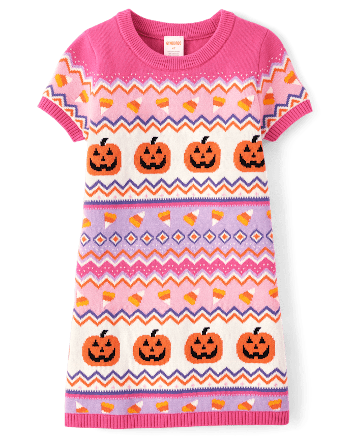 Girls Halloween Fairisle Sweater Dress