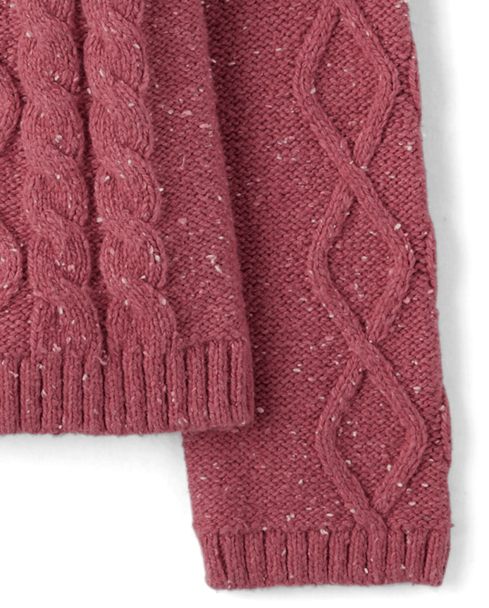 Girls Cable Knit Flutter Sweater