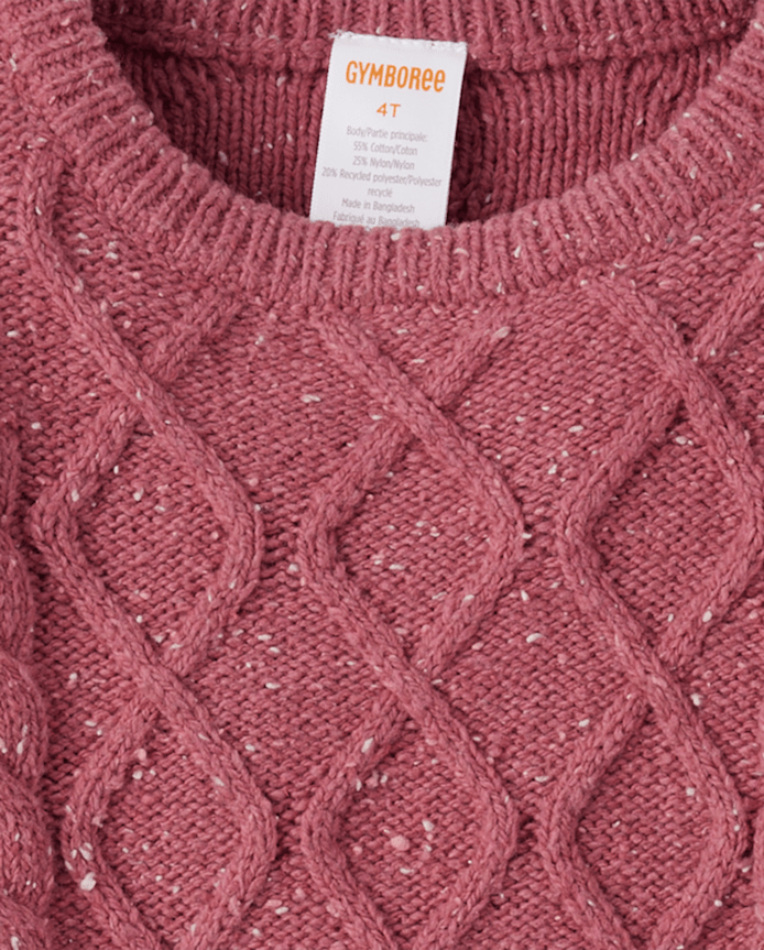 Girls Cable Knit Flutter Sweater