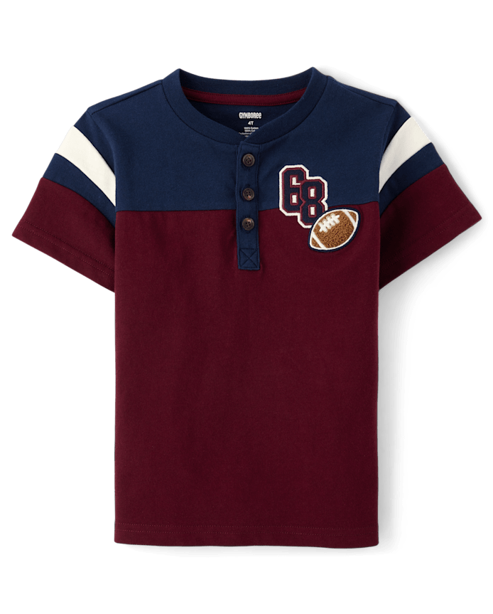 Boys Colorblock Varsity Henley Top - Campus Cuties