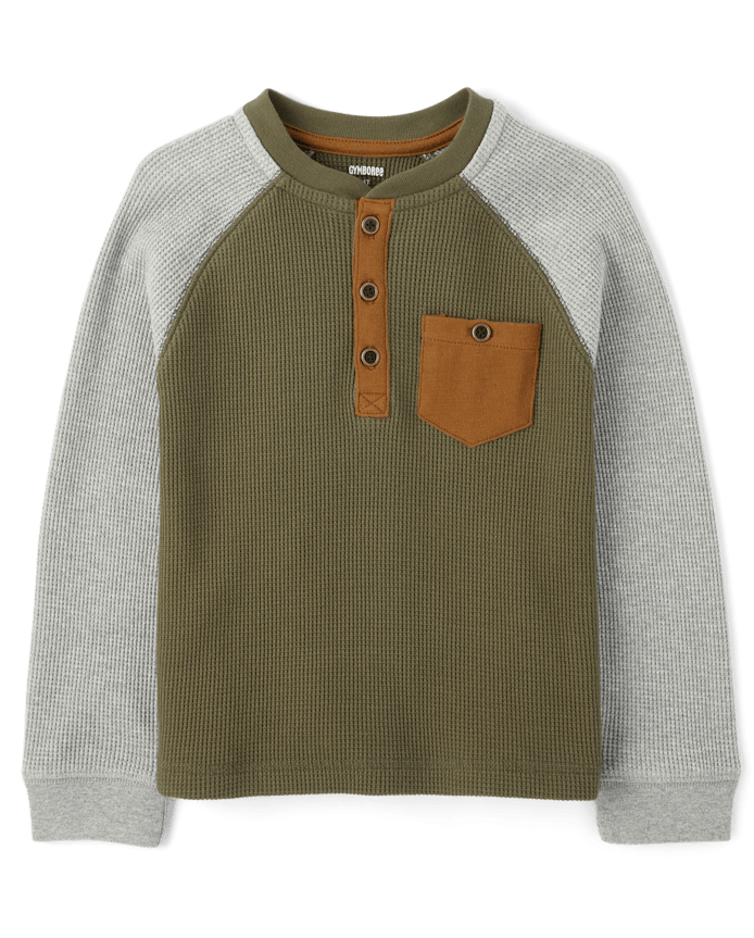 Boys Colorblock Thermal Henley Top