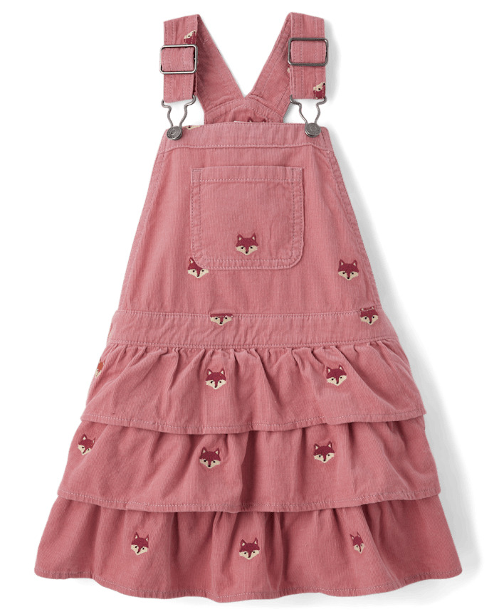Girls Embroidered Fox Tiered Corduroy Skirtall - Highland Hills