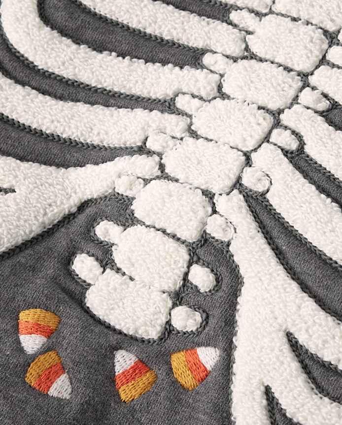 Boys Embroidered Skeleton Fleece Hoodie - Halloween