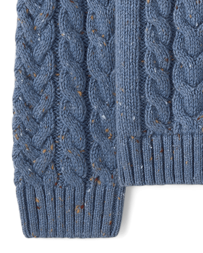 Boys Textured Cable Knit Mock Neck Sweater - Little Essentials