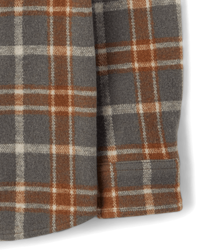 Boys Plaid Luxe Cozy Knit Button Up Shirt