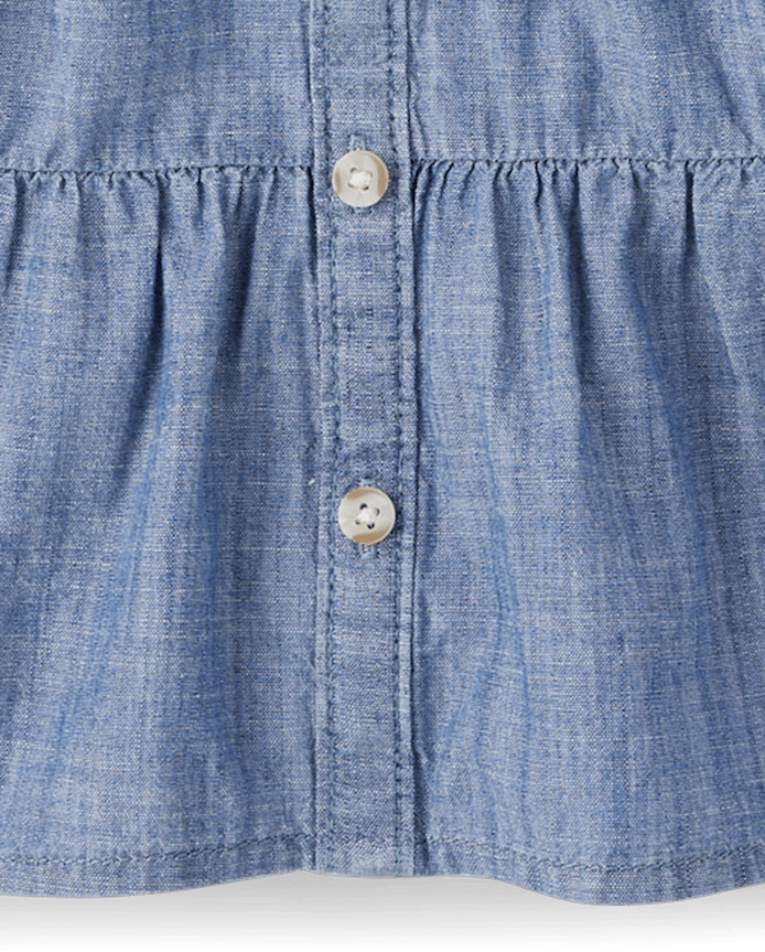 Girls Tiered Chambray Shirt Dress - Fall Celebrations