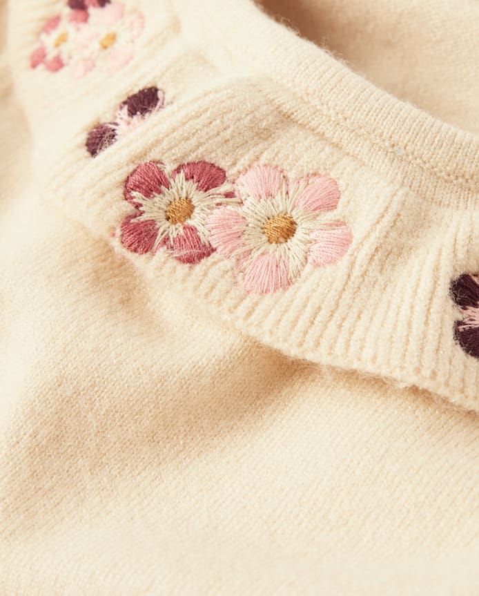 Baby Girls Embroidered Floral Ruffle Sweater Dress