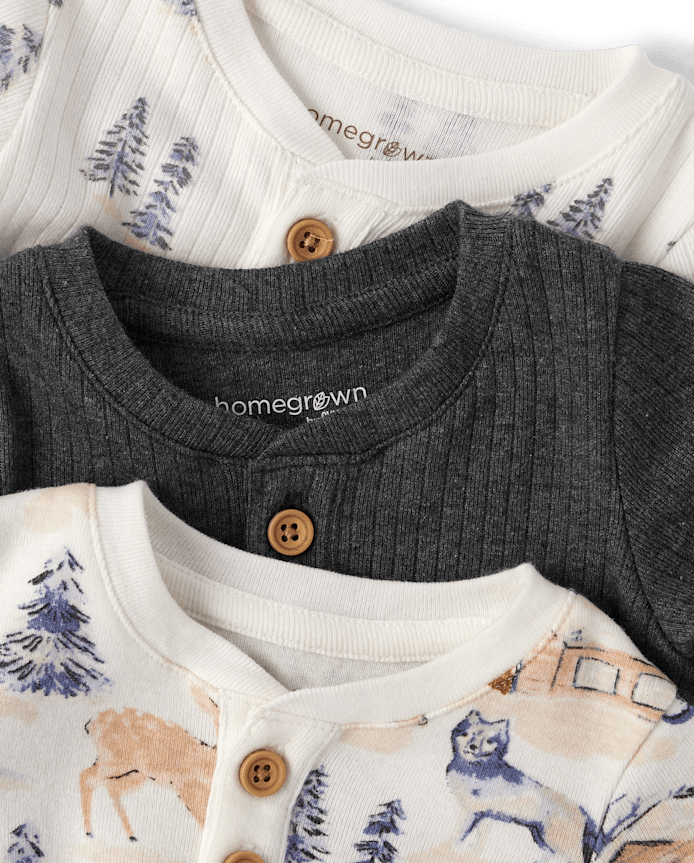 Baby Boys Forest Henley Bodysuit 3-Pack - Homegrown by Gymboree