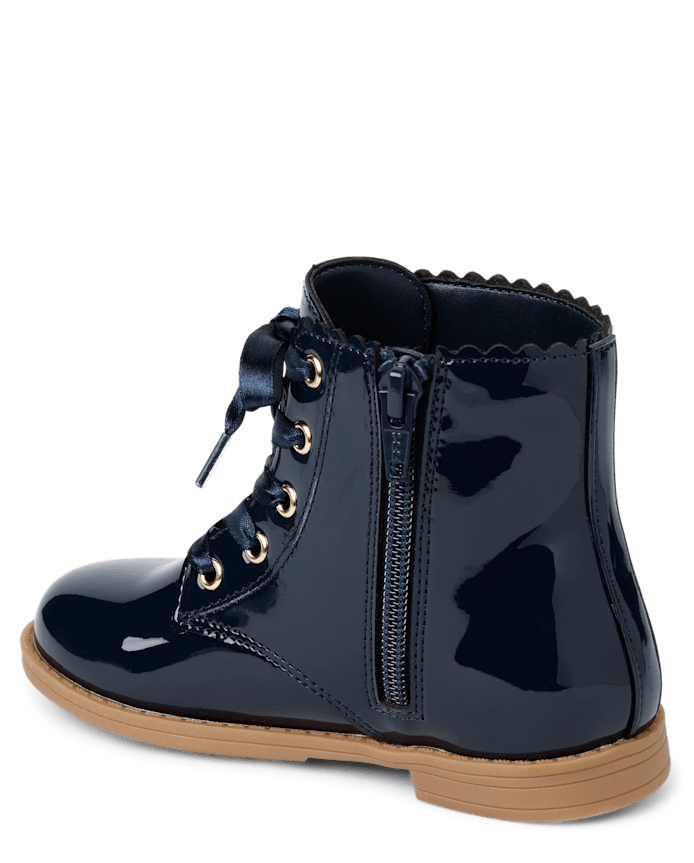 Girls Scalloped Lace Up Boots - Little Essentials