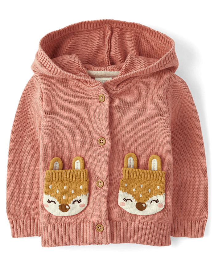 Girls Applique Crochet Deer Hoodie - Homegrown by Gymboree