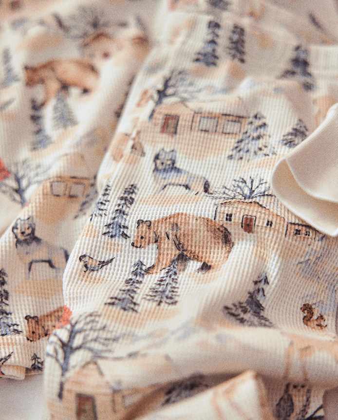 Kids Forest Animal Snug Fit Thermal Henley Pajamas - Gymmies