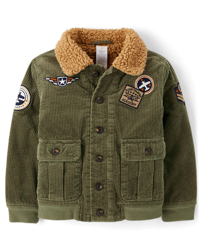 Boys Embroidered Aviator Patch Corduroy Jacket - Highland Hills