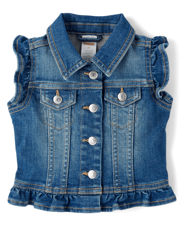 Girls Ruffle Denim Vest - Little Essentials