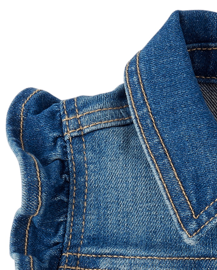 Girls Ruffle Denim Vest - Little Essentials