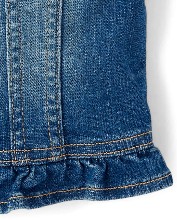 Girls Ruffle Denim Vest - Little Essentials