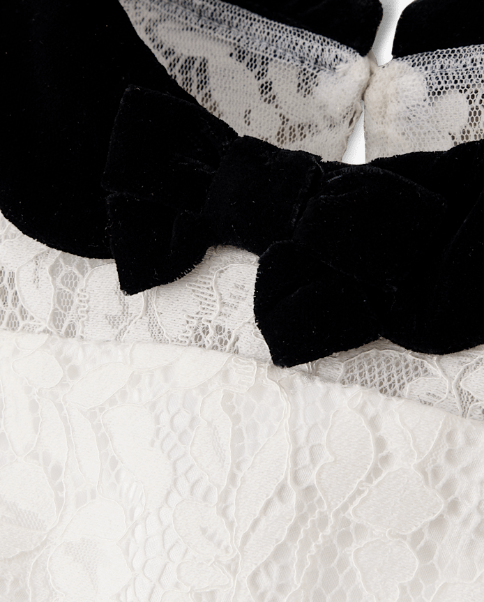 Girls Contrast Lace Ruffle Dress - Petit Paris