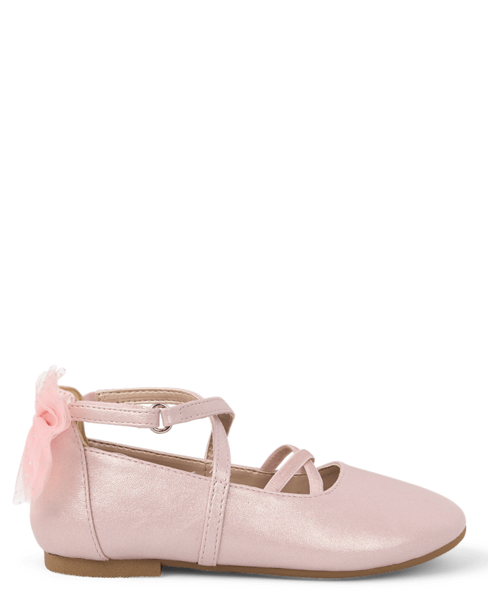 Girls Shimmer Bow Ballet Flats - On Pointe