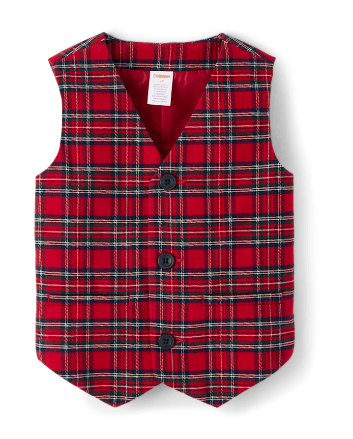 Boys Plaid Vest - Royal Christmas