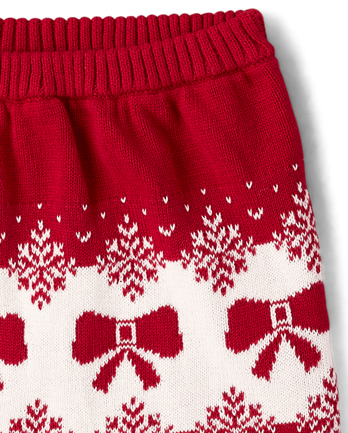 Girls Bow Fairisle Sweater Skirt - Royal Christmas