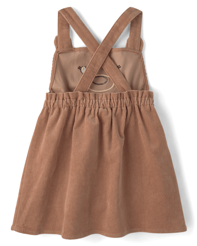 Girls Applique Bear Corduroy Jumper - First Frost