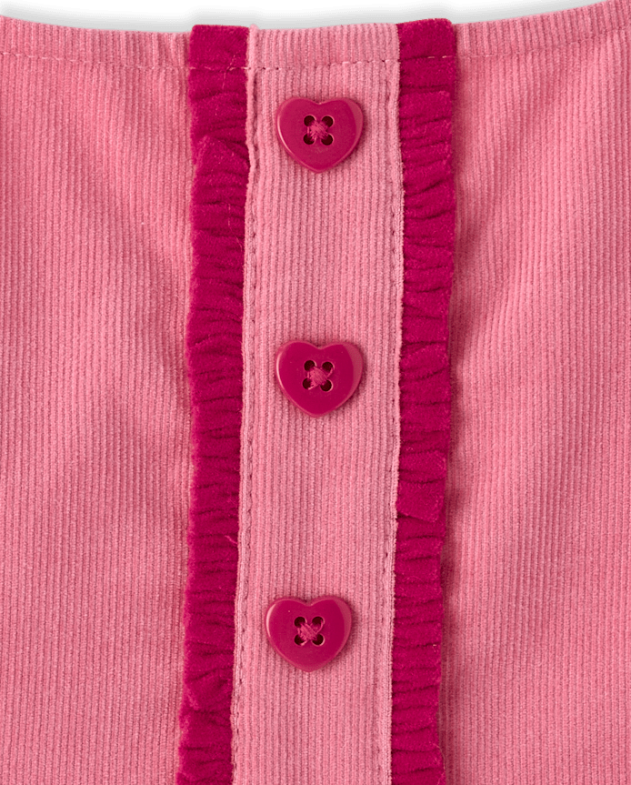 Girls Ruffle Heart Corduroy Jumper - Mon Cheri