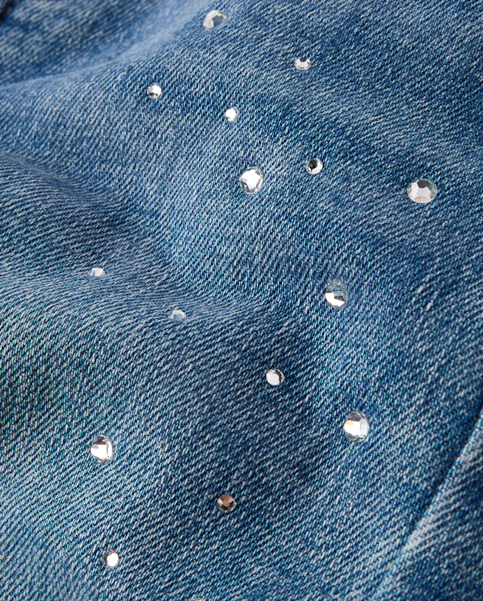 Girls Rhinestone Wide Leg Jeans - On Pointe