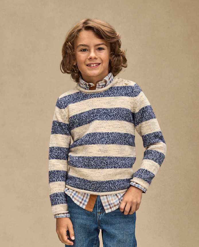 Kids Heathered Striped Sweater - First Frost