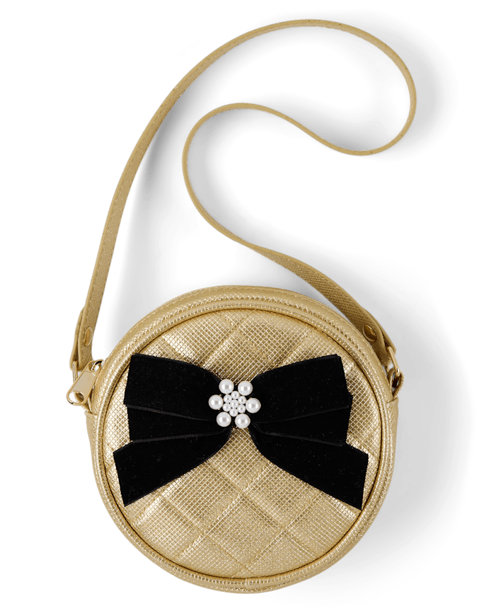 Girls Glitter Bow Round Bag - Royal Christmas