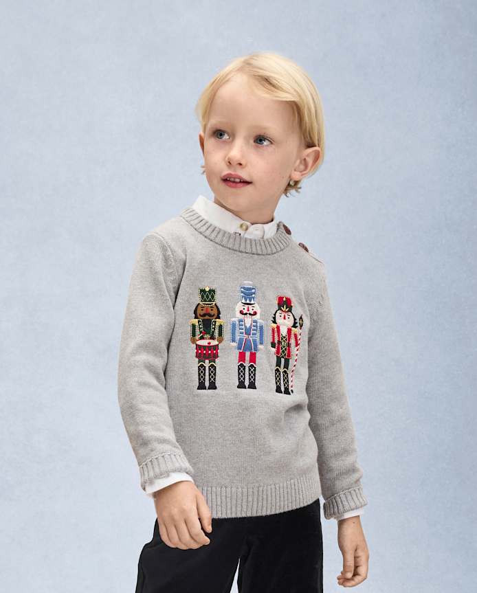 Boys Embroidered Nutcracker Sweater