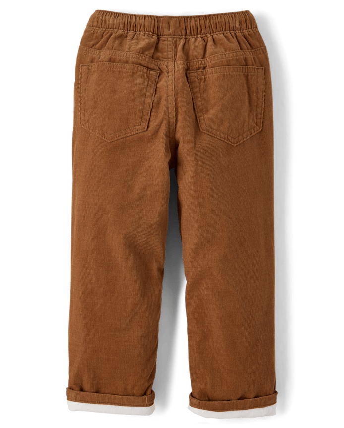 Boys Microfleece Lined Corduroy Pull On Pants - Little Essentials