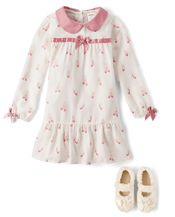 Girls Ballet Slipper Flannel Nightgown - Gymmies