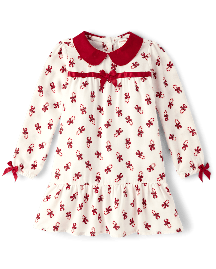 Girls Candy Cane Flannel Ruffle Nightgown - Gymmies