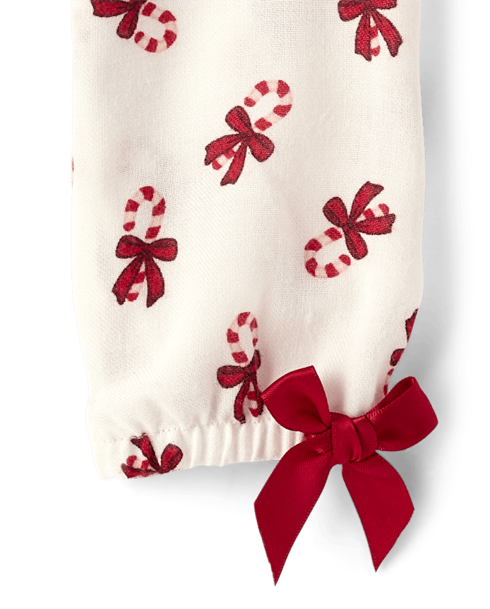 Chemise de nuit à volants en flanelle motif canne sucre pour filles - Gymmies