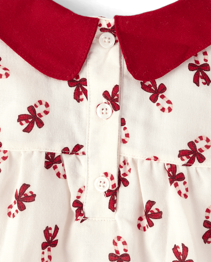 Girls Candy Cane Flannel Ruffle Nightgown - Gymmies