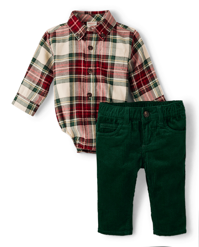 Baby Boys Plaid 2-Piece Outfit Set - Royal Christmas