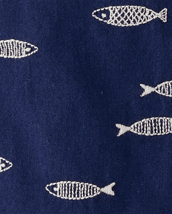 Boys Embroidered Fish Button Up Shirt - Driftwood Bay