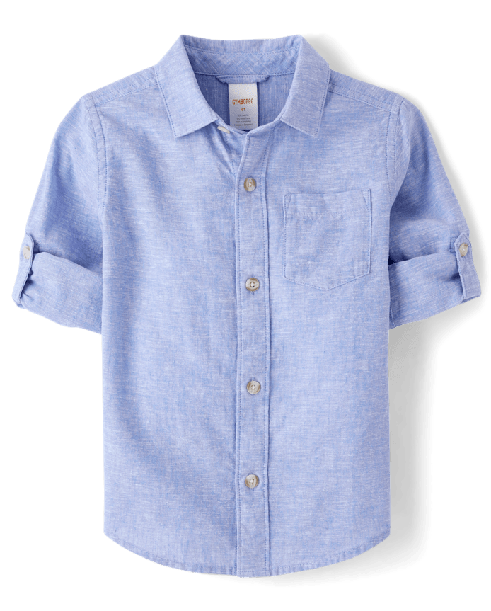 Kids Linen-Blend Button Up Shirt