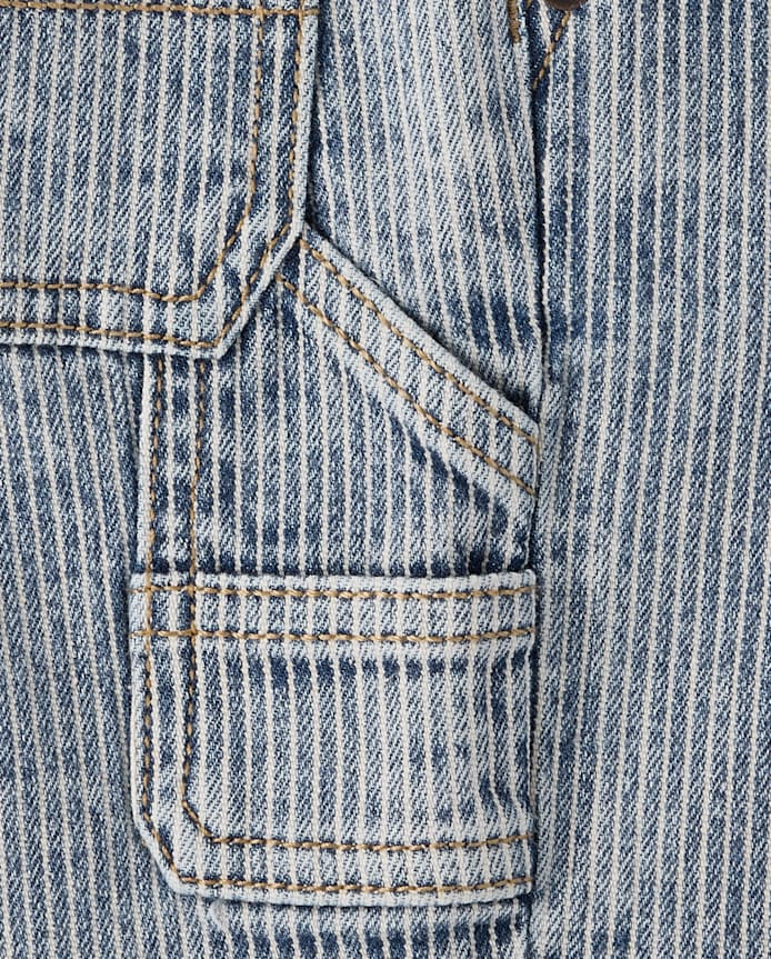 Boys Railroad Striped Denim Carpenter Shorts - Driftwood Bay