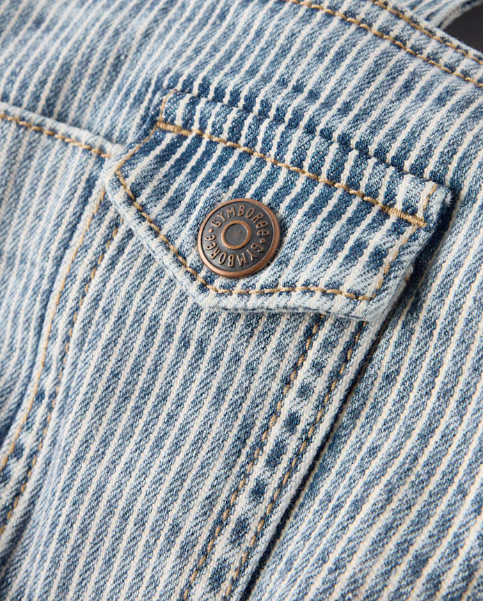 Kids Railroad Striped Denim Overalls - Driftwood Bay
