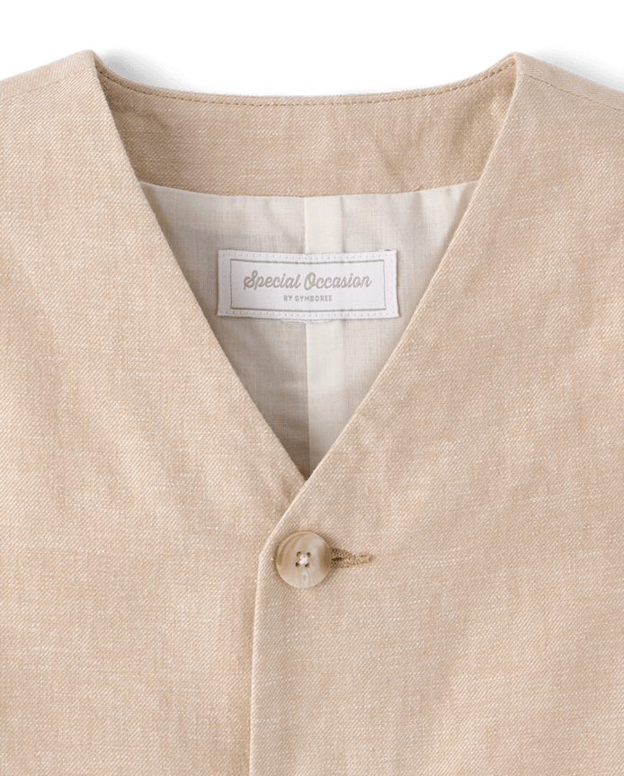 Boys Linen-Blend Vest - Special Occasions