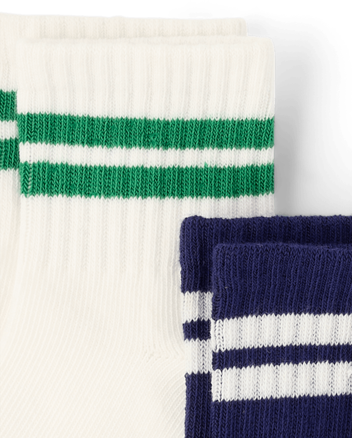 Boys Striped Tennis Crew Socks 3-Pack - Club House