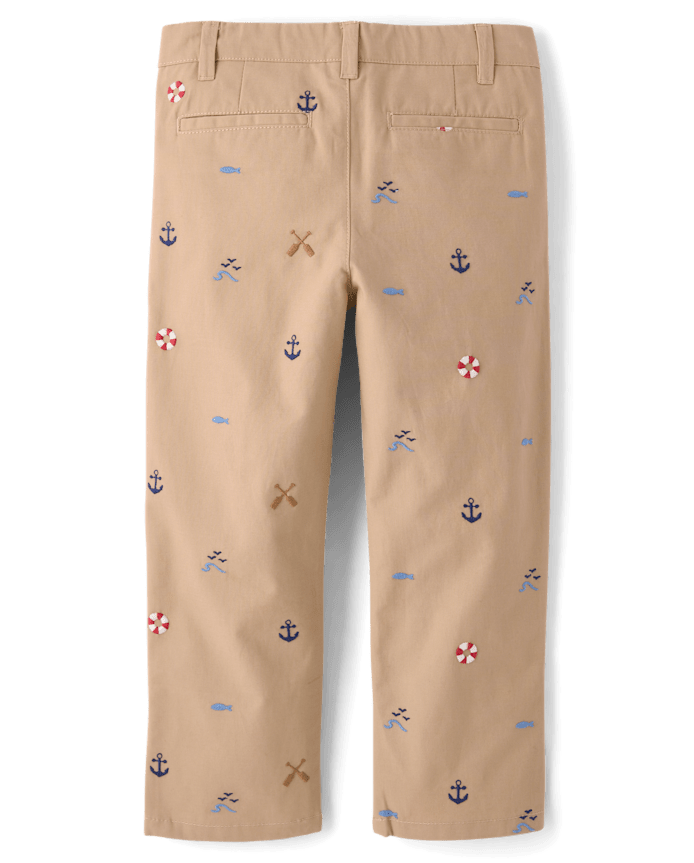 Boys Embroidered Coastal Chino Pants - Driftwood Bay