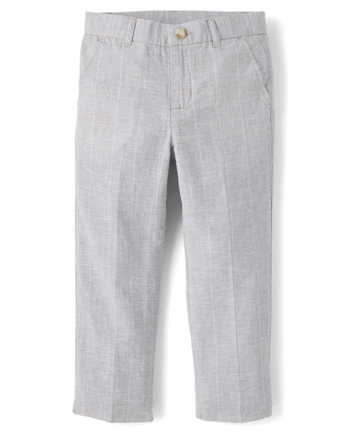 Boys Striped Linen Blend Dress Pants - Special Occasions