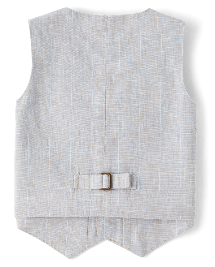 Boys Striped Linen-Blend Vest - Special Occasions